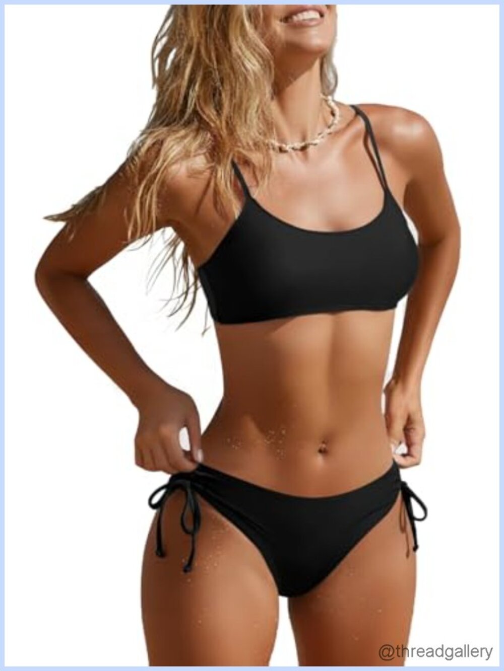 Women's Scoop Neck Bikini Set with Removable Pads, Nylon Spandex, Low Rise Two